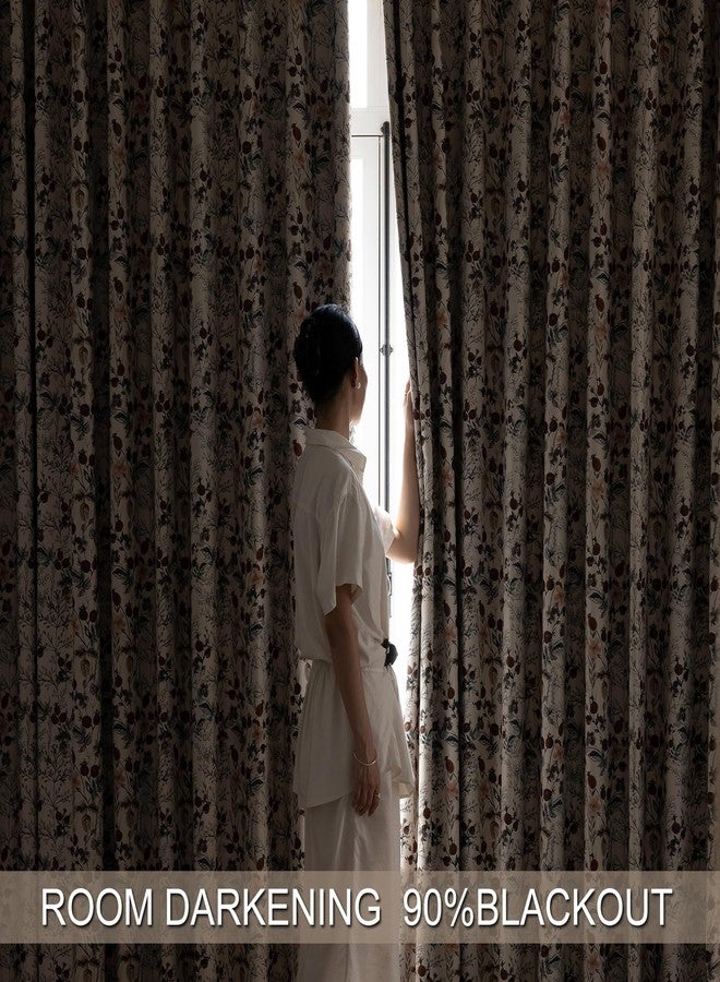 SUOUO Vintage Floral Blackout Curtains for Bedroom 84 inches Long Patterned Room Darkening Window Drapes for Living Room 2 Panels - Image 5